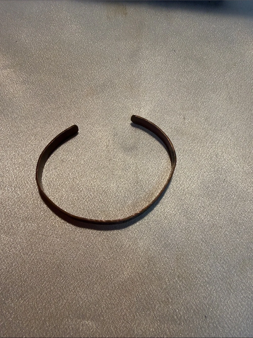 Source Unknown Hammered Copper Tone Cuff Bracelet with Hand-Stamped Message